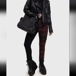 Killstar Black and Red Plaid Skinny Pants